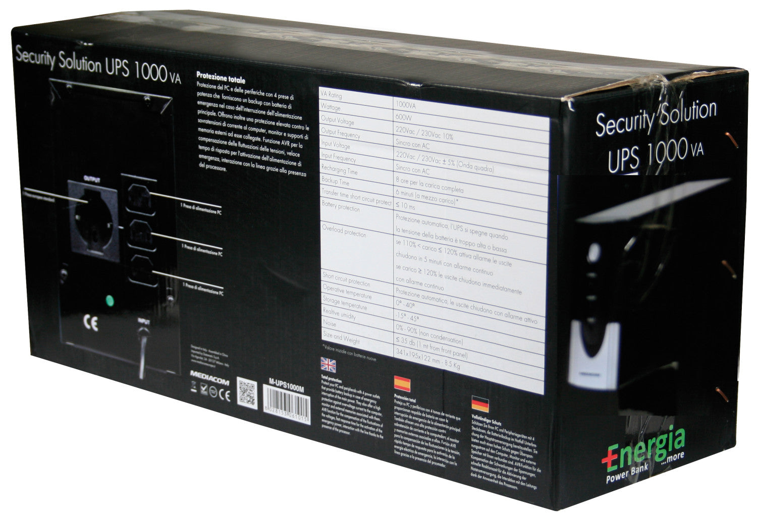 Mediacom M-UPS1000M gruppo di continuità (UPS) 1 kVA 600 W 4 prese AC