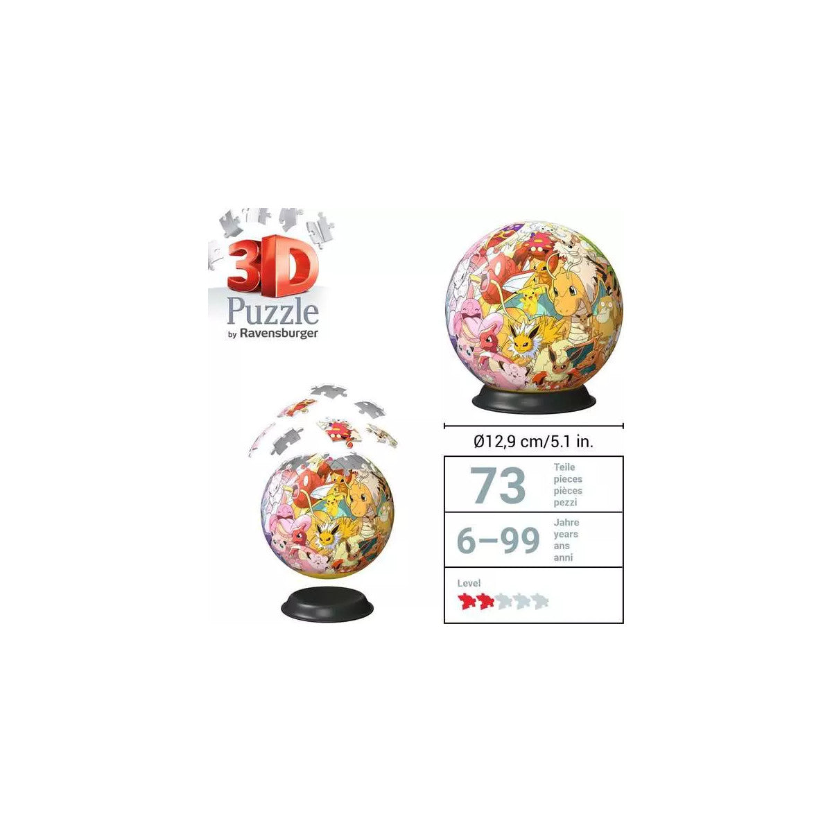 Ravensburger 3D Puzzle Ball: Pokémon - Kanto Region Puzzle 3D 73 pz Cartoni