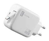 Cellularline Retractable Power 30W Caricabatterie da rete 30W con cavo retrattile USB-C e porta USB-C