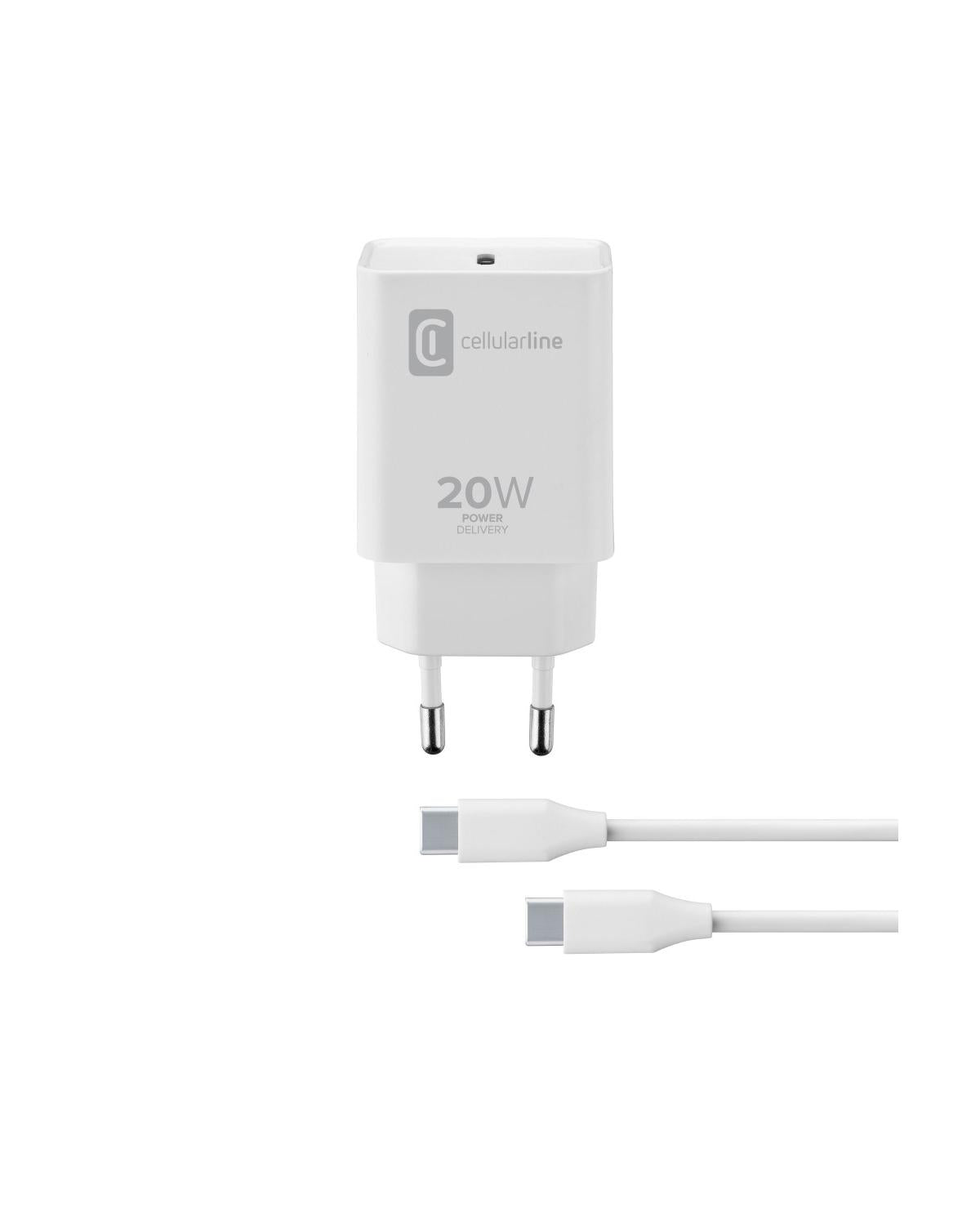 Cellularline USB C Charger Kit 20W USB C to USB C iPad Pro 2018 or later and iPad Air 2020