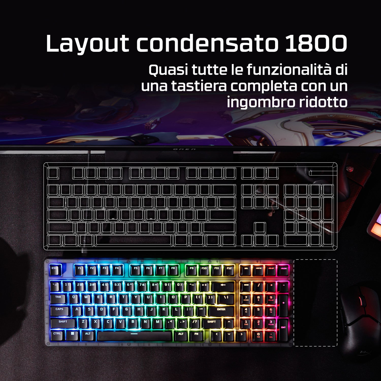 HyperX Origins 2 1800 tastiera Gaming USB Nero
