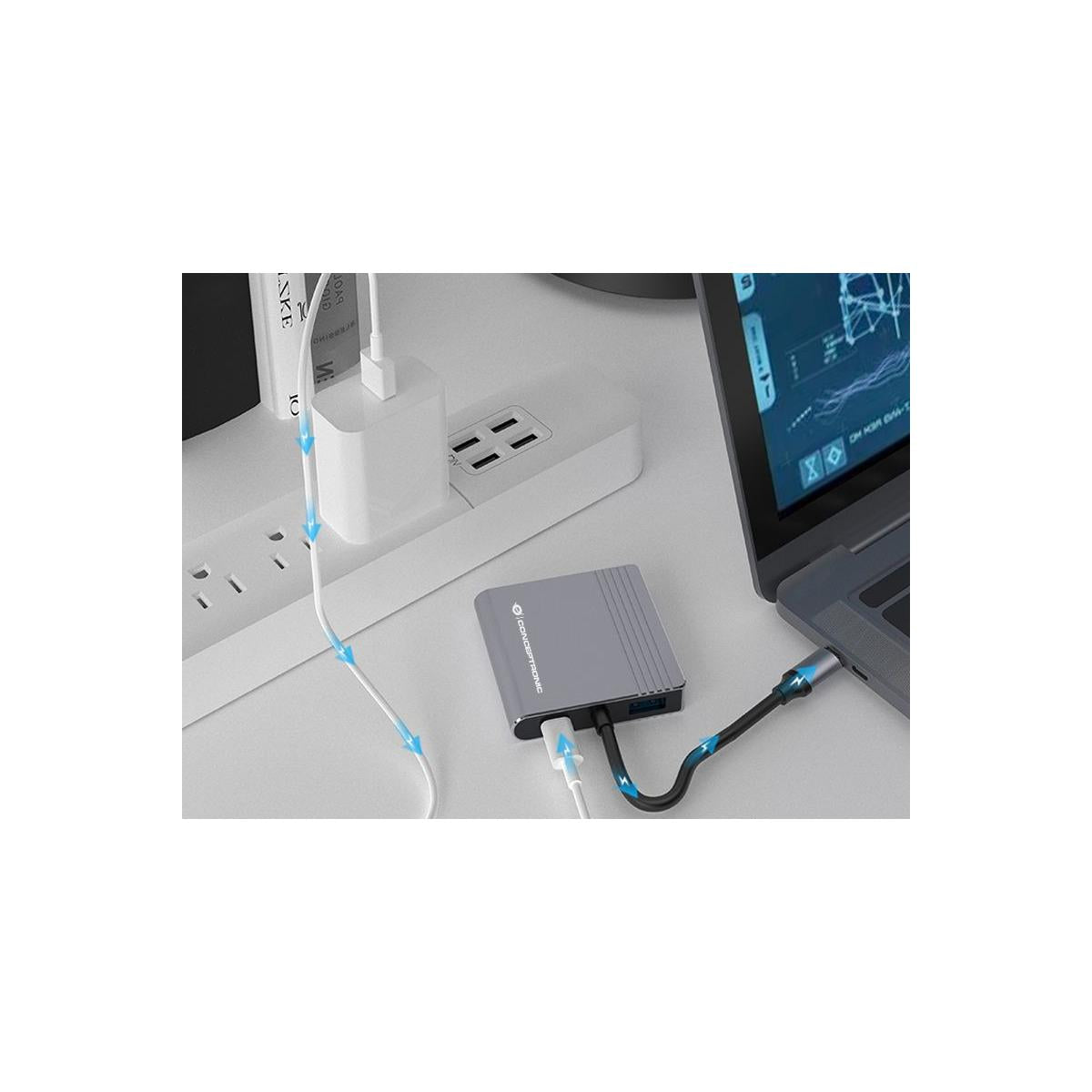 Conceptronic DONN13G replicatore di porte e docking station per laptop Cablato USB 3.2 Gen 1 (3.1 Gen 1) Type-C Grigio