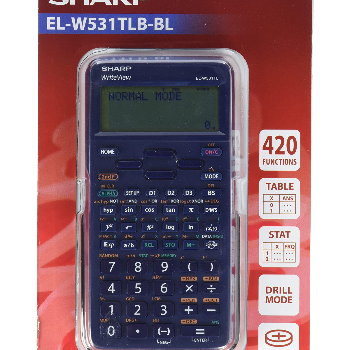 Sharp Calcolatrice Scientifica EL-W531TL Blu 420 Funzioni Display LCD 4 Righe
