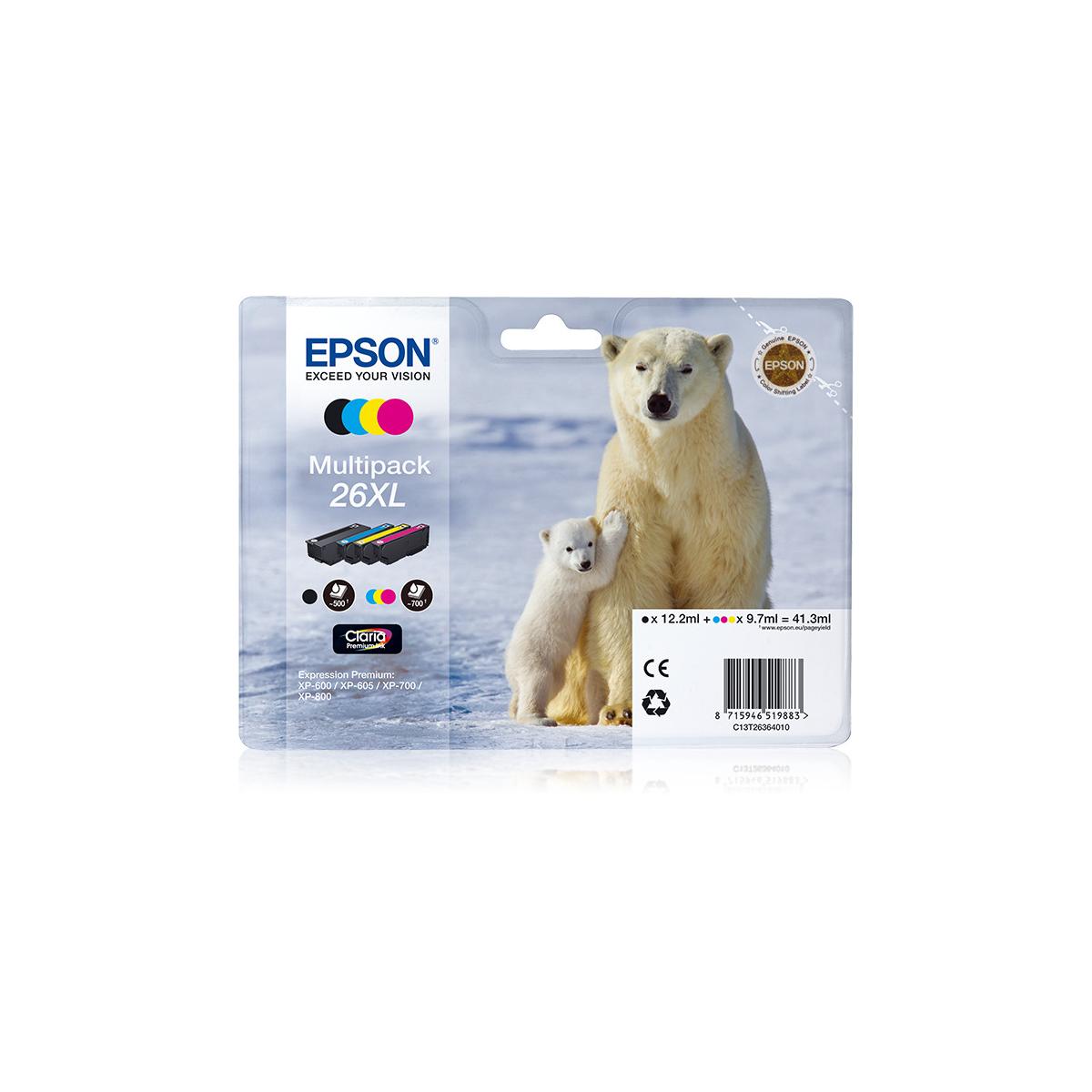 Epson C13T26364020 Cartuccia Stampante Compatibile con XP600 XP605 Orso Polare Multicolore
