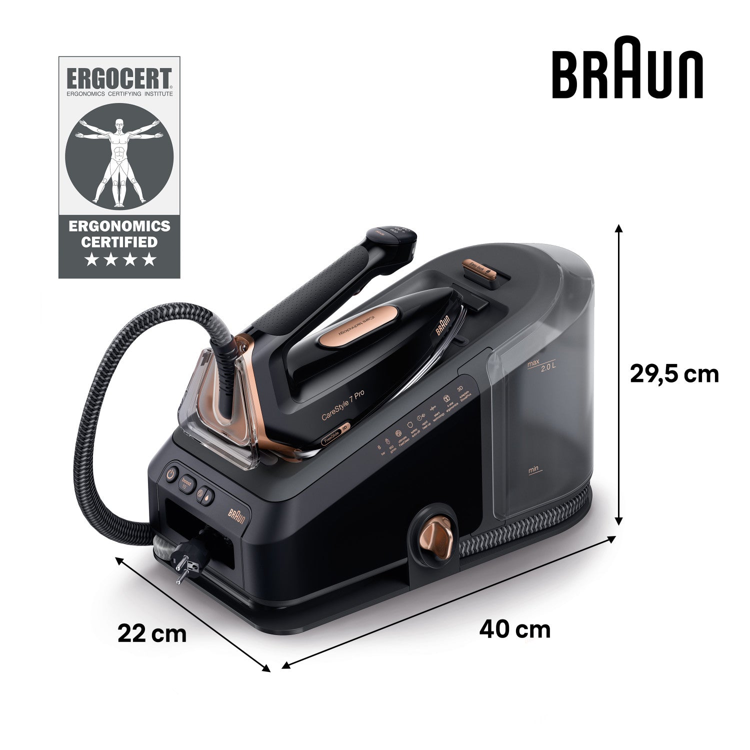 Braun IS7286 BK CareStyle 7 Pro stazione stiratura a vapore ferro da stiro a vapore Nero