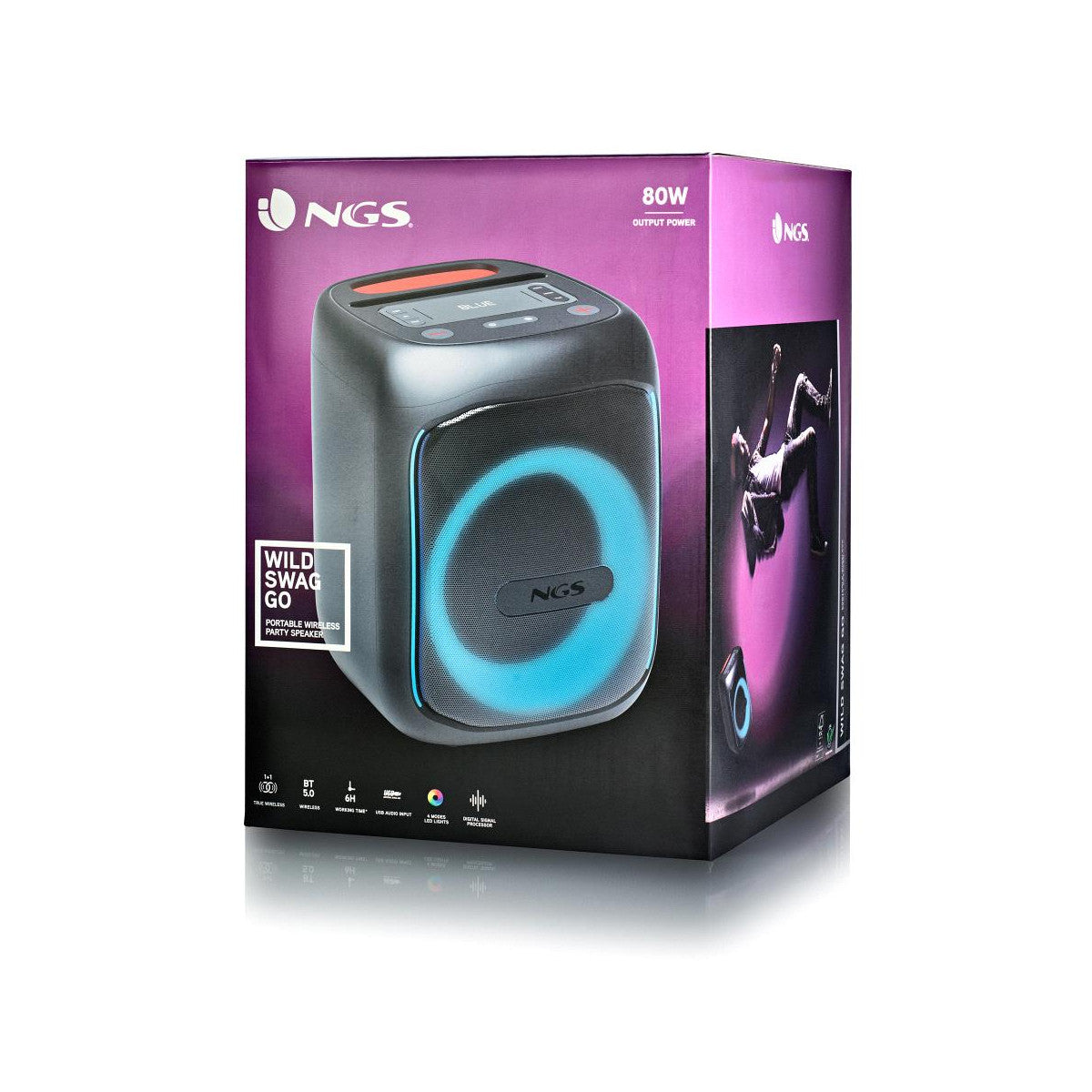 NGS WILD SWAG GO Altoparlante da festa Nero 40 W