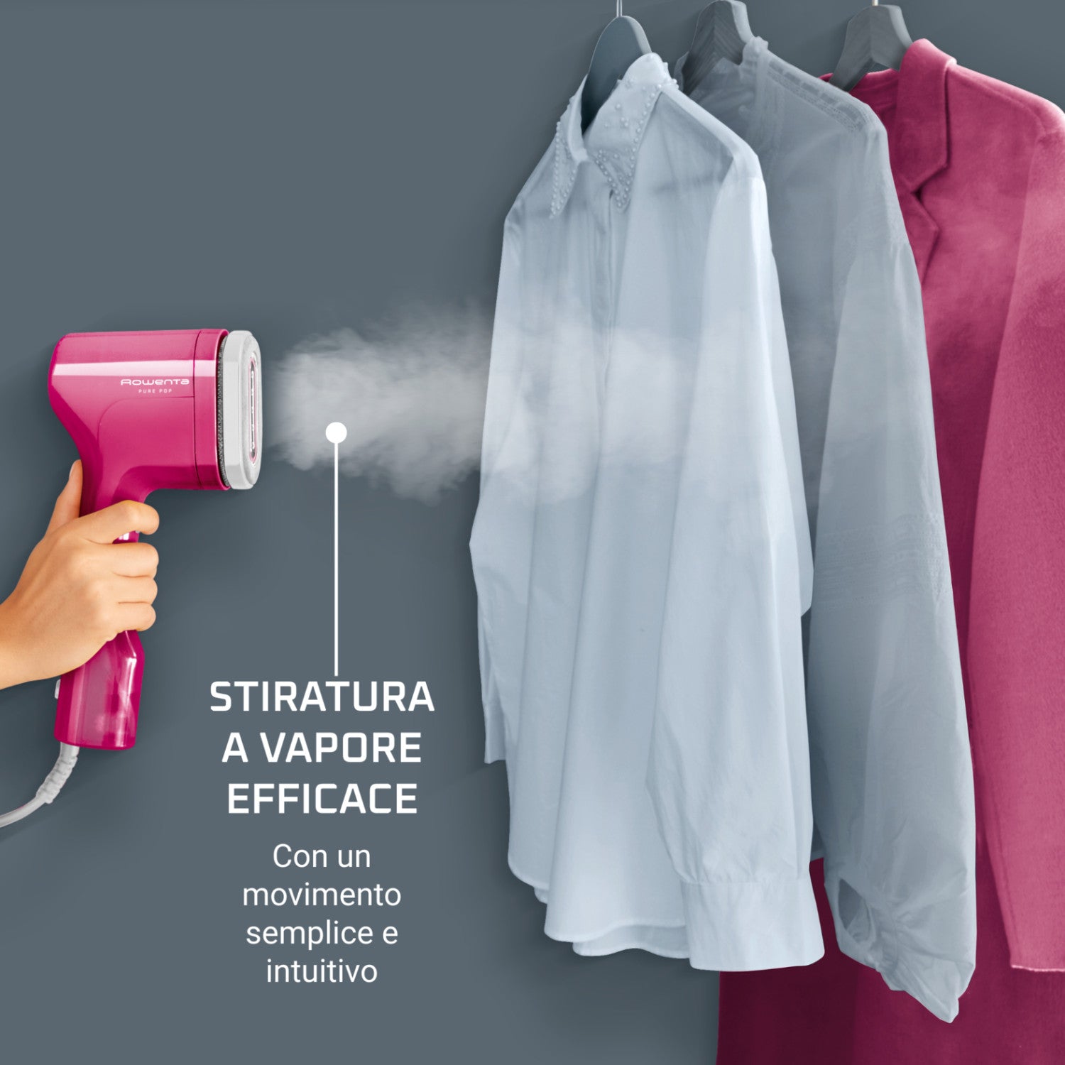 Rowenta DR2023 stiratrice a vapore Vapore per indumenti portatile 0,07 L 1300 W Rosa