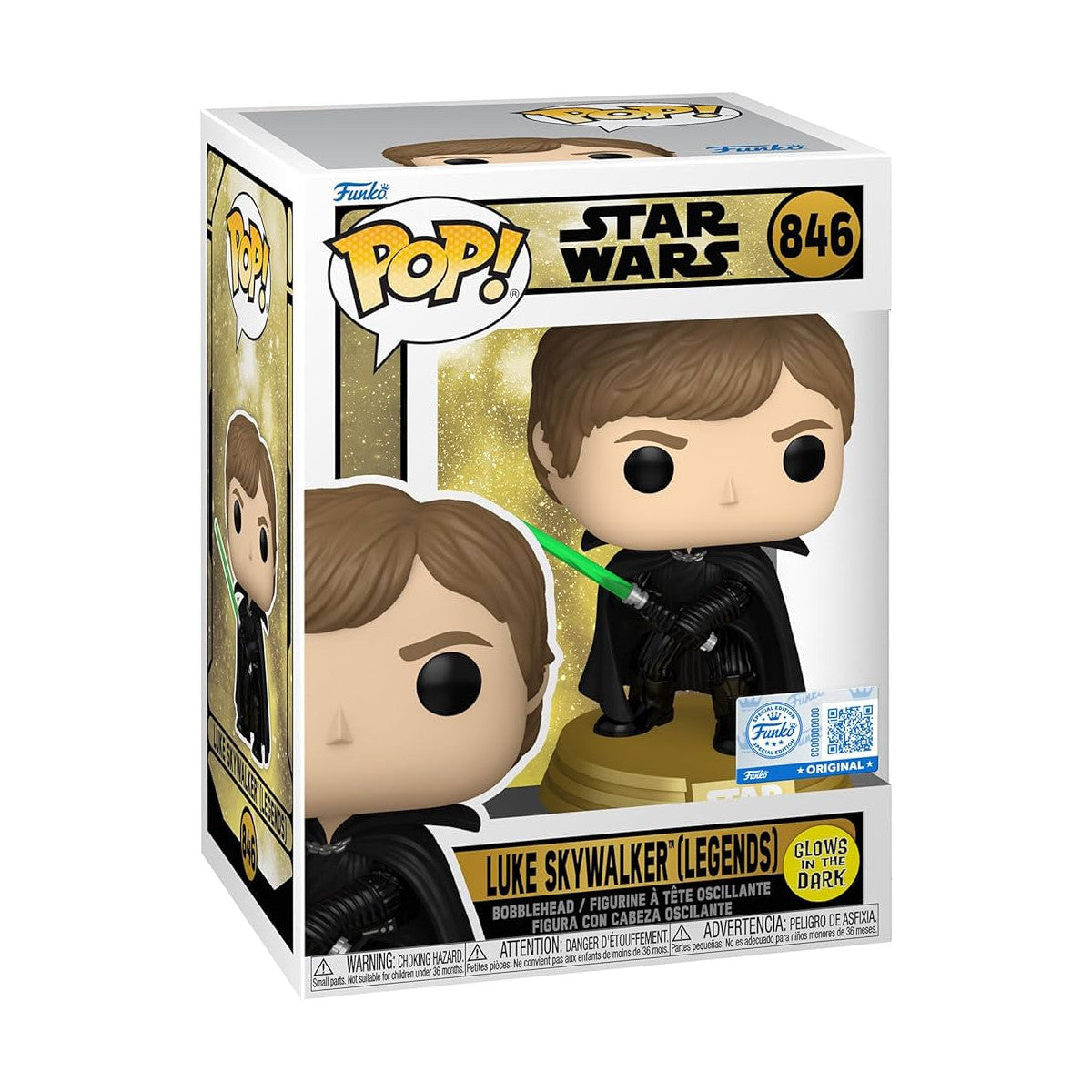 Funko Pop Vinyl Star Wars Legends Luke Skywalker Glow In The Dark 846 9 Cm
