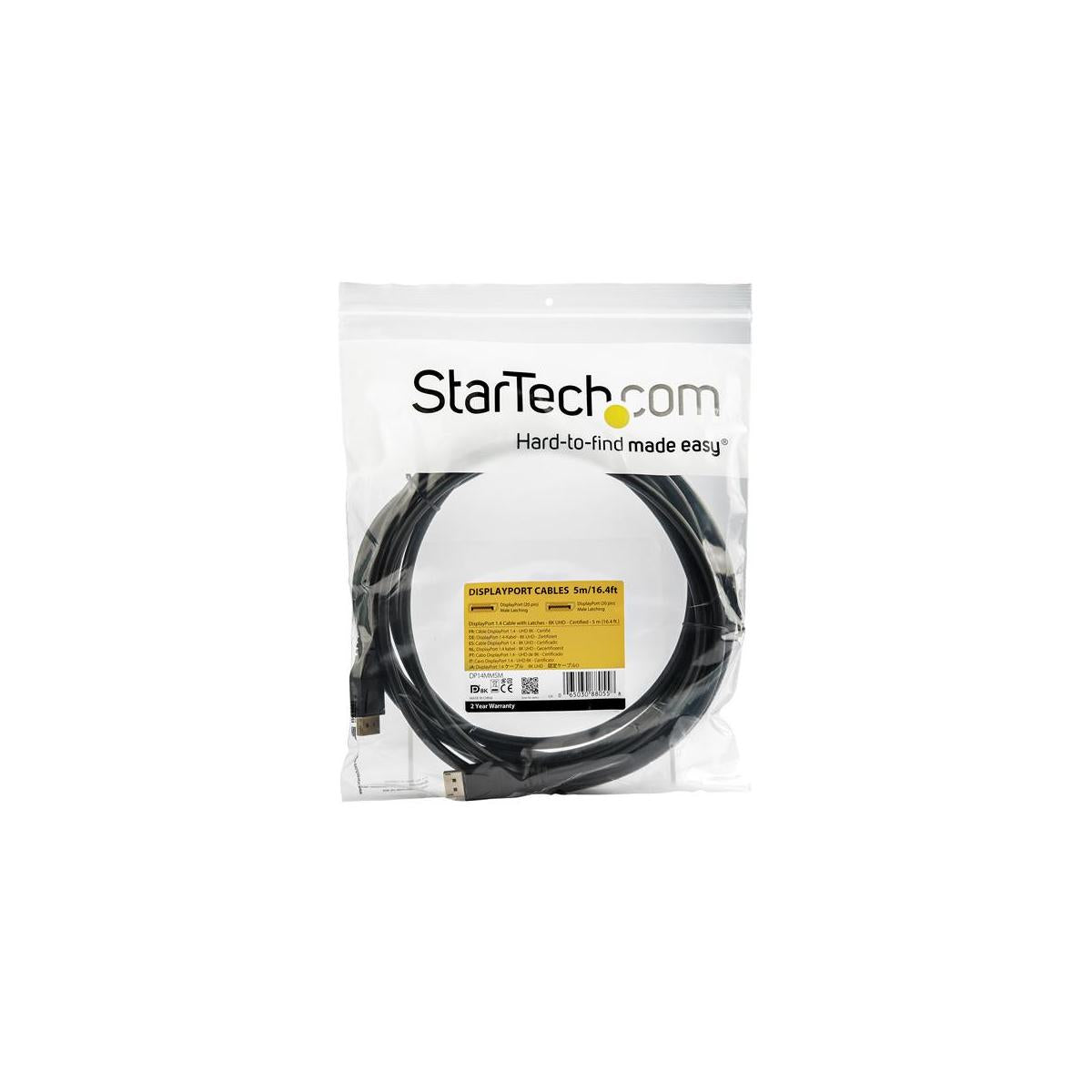 StarTech.com Cavo Video DisplayPort 1.4 Certificato Vesa da 5m - 8K 60Hz HBR3 HDR - Cavo Monitor Super UHD DisplayPort to DisplayPort - Cavo Video Slim 4K 120Hz DP 1.4 - Connettori DP M/M