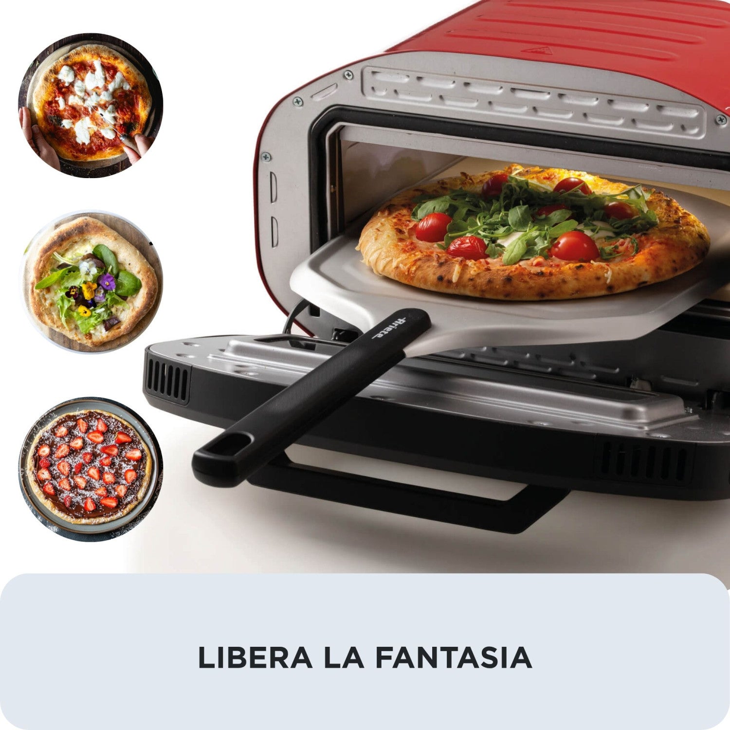 Ariete 3901 Da Gennaro, Forno per pizza, 2200W, Temperatura 430 C, 2 minuti di cottura, Pietra refrattaria, Rosso