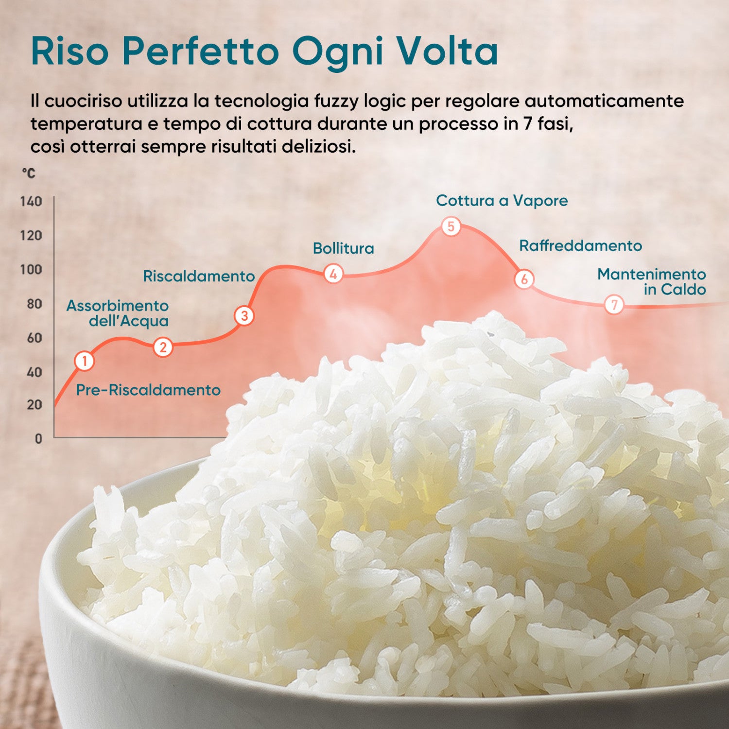Cosori Cuociriso 5,0 Litri Nero