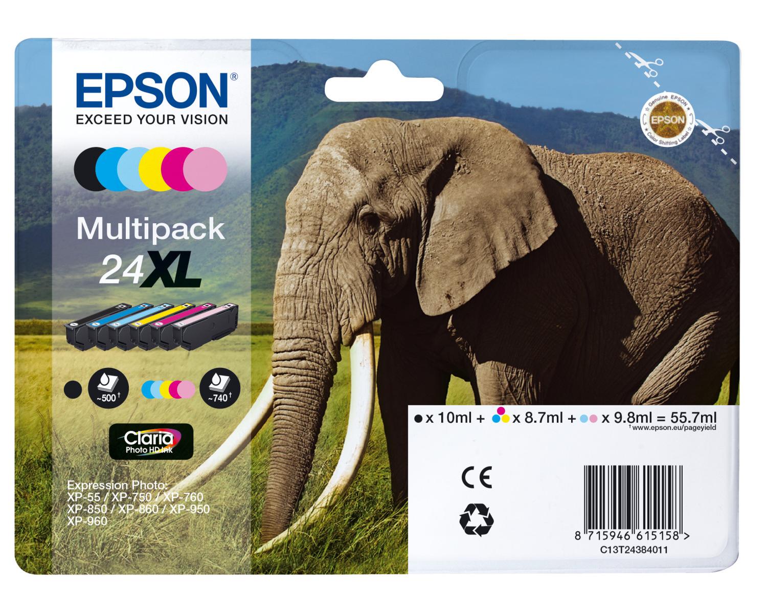 Epson Elephant C13T24384021 cartuccia d'inchiostro 6 pz Originale multipack color