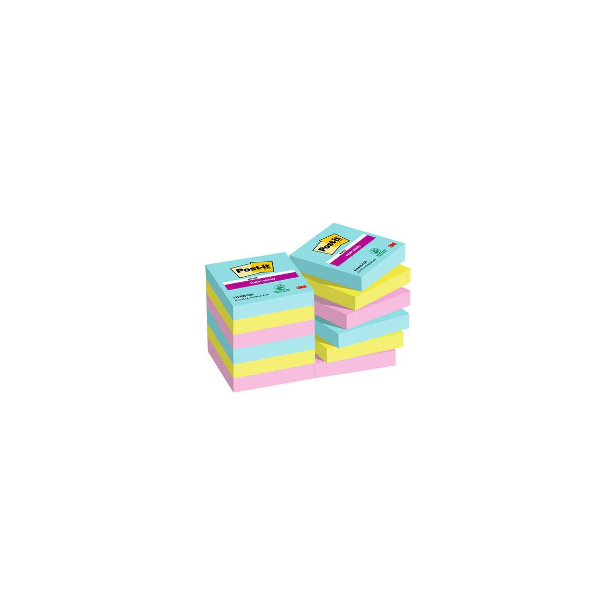 Post-It 622-12SS-COS pouch autoadesiva Quadrato Blu, Verde, Rosa 90 fogli Autoadesivo