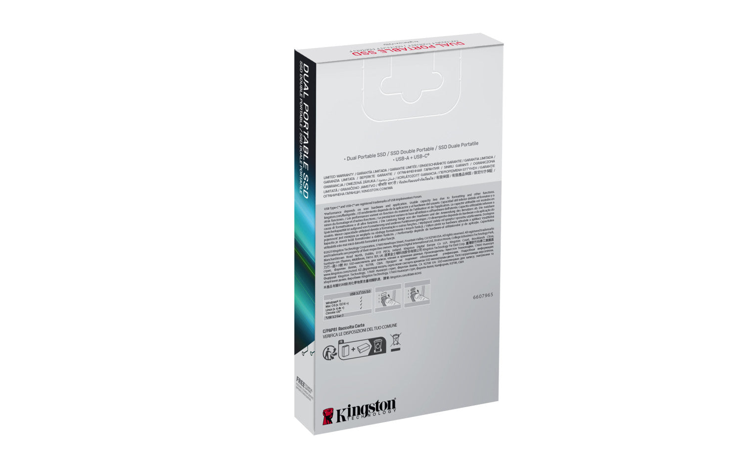 Kingston Technology 2TB Dual USB-A/C Portable SSD, Up to 1050MB/s USB 3.2 Gen 2