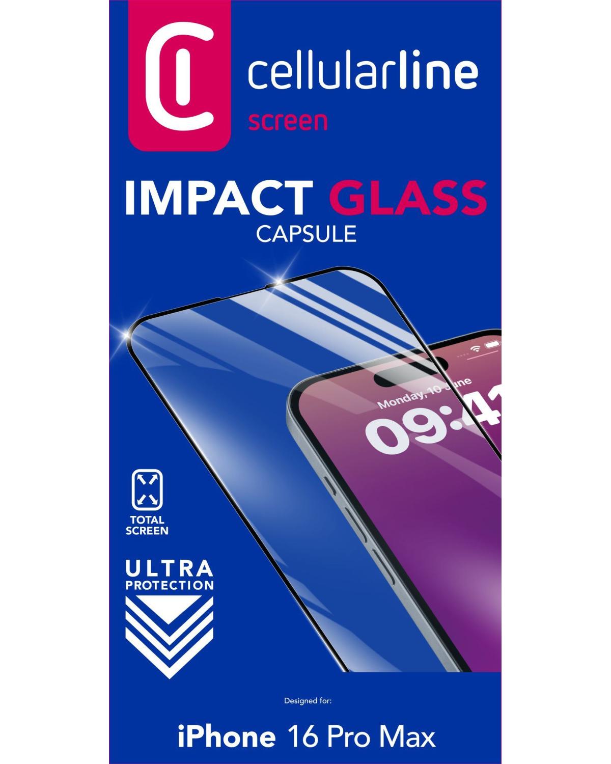 Cellularline Impact Glass Capsule iPhone 16 Pro Max vetro temperato