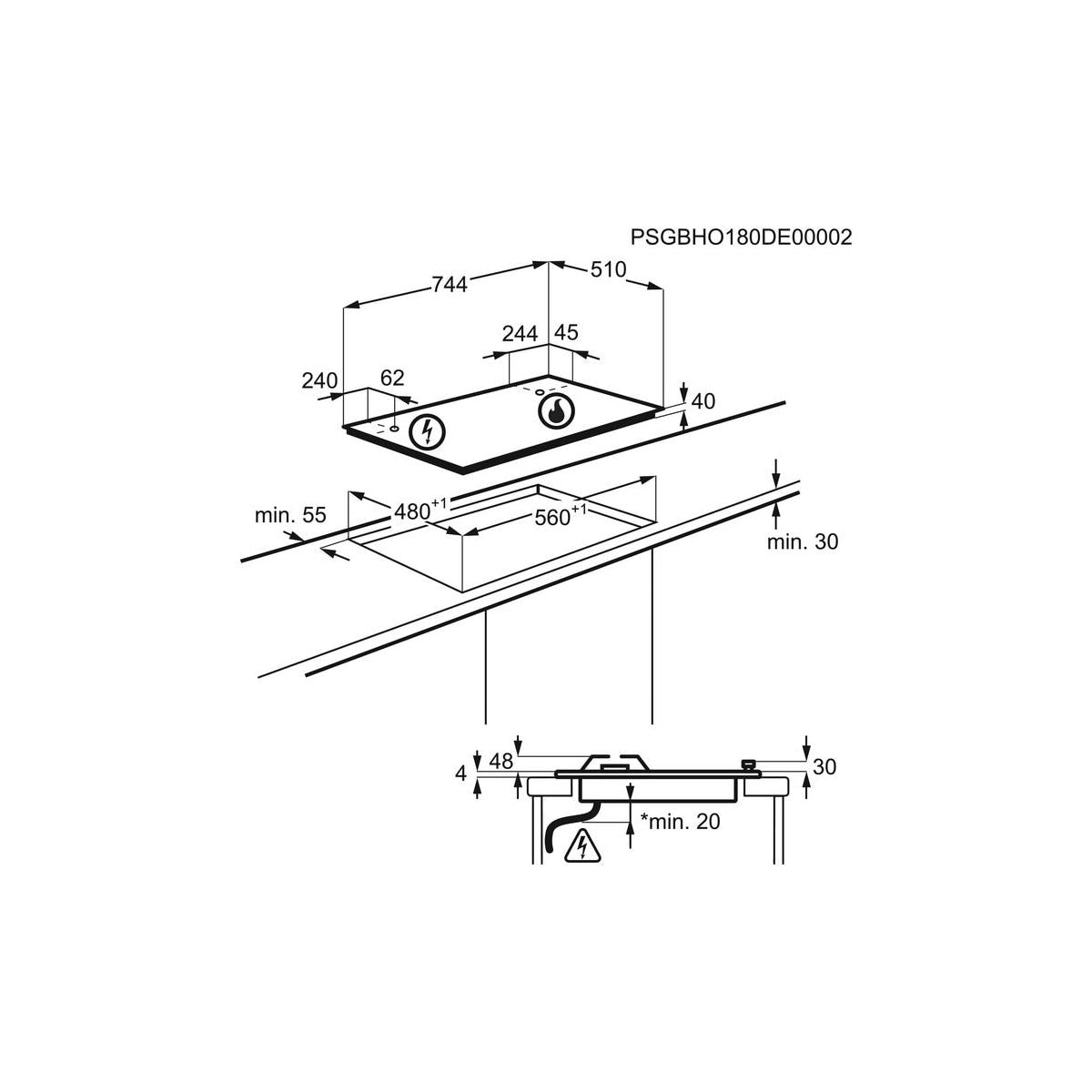 Electrolux 949630942 Egs7534X Serie300 Slim Line Piano Cottura Incasso Gas 5 Fuochi Inox