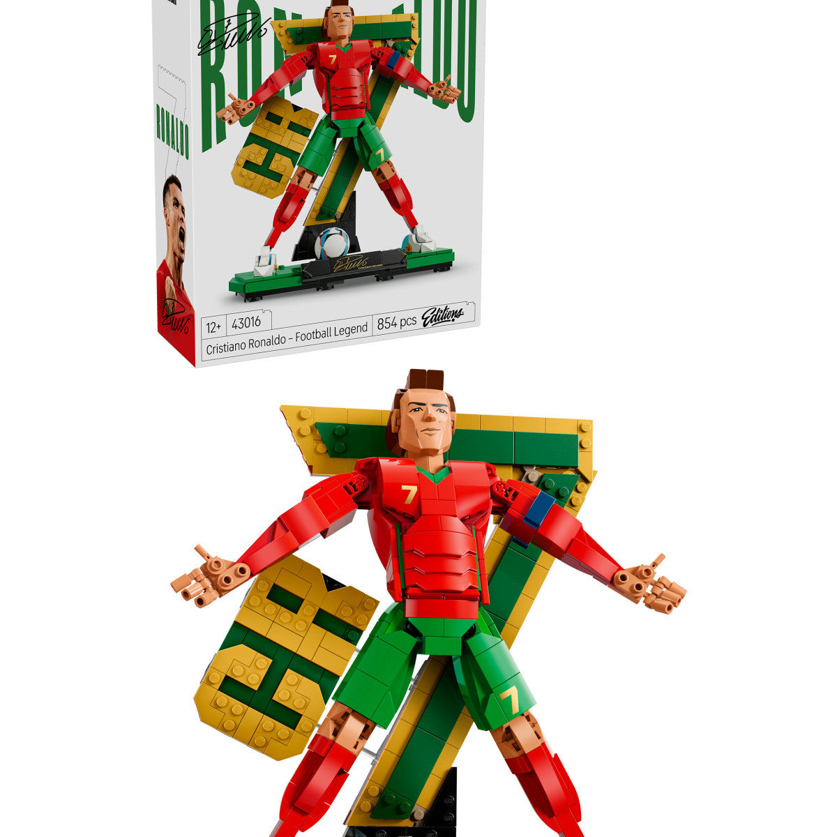 Lego Editions 43016 Cristiano Ronaldo Leggenda Del Calcio, Action Figure Giocattolo 3D Da Esposizione, Regalo Bambini 12