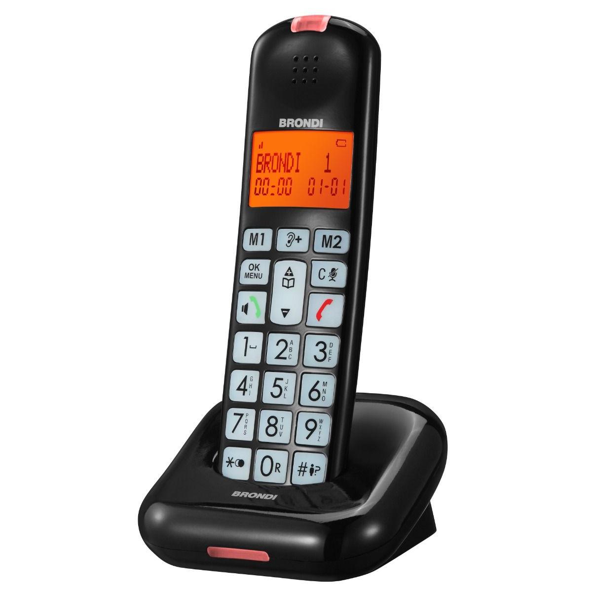 Brondi B0BNQF2QSC Cordless con Tasti Grandi Bravo Moon Nero Grigio