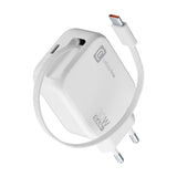 Cellularline Retractable Power 30W Caricabatterie da rete 30W con cavo retrattile USB-C e porta USB-C