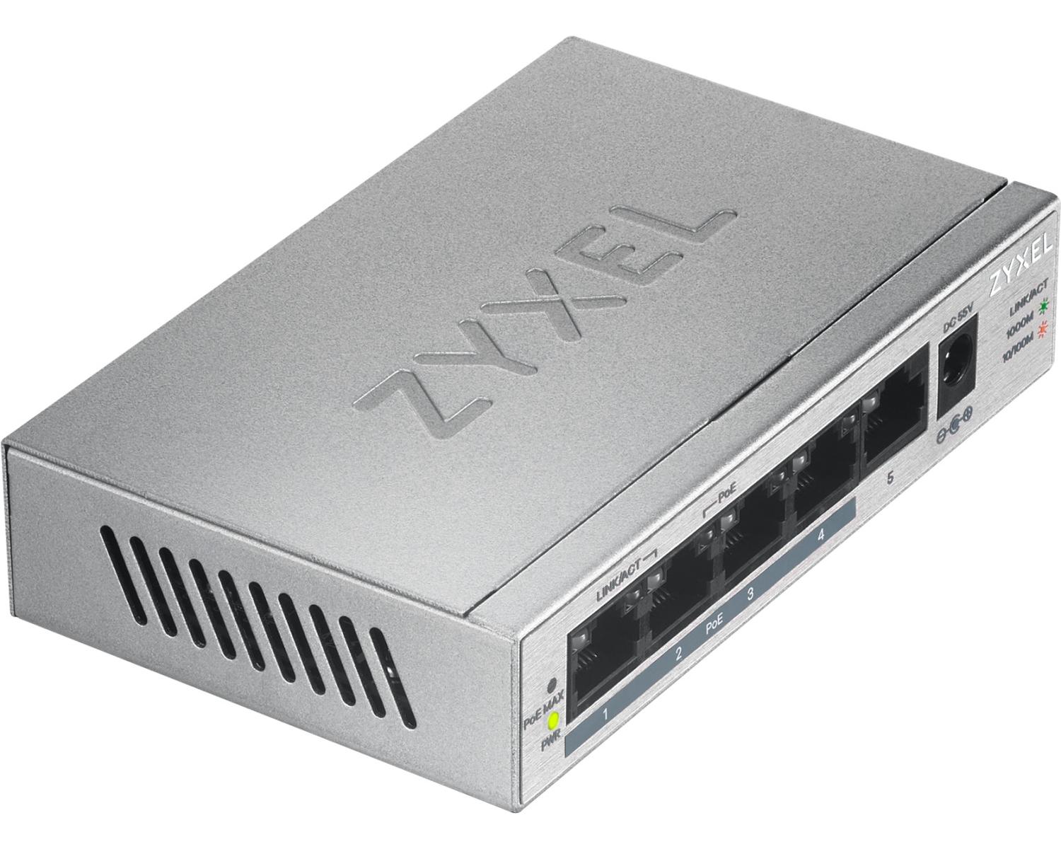 Zyxel GS1005HP Non gestito Gigabit Ethernet (10/100/1000) Supporto Power over Ethernet (PoE) Argento