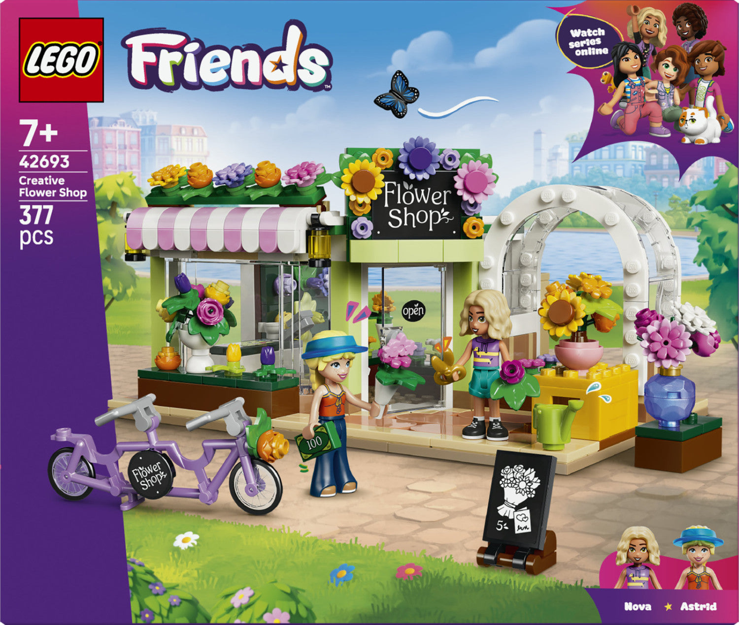 LEGO Friends 42693 Negozio Di Fiori Creativo, Giocattolo Con Fiori Finti, Bouquet, 2 Mini Bamboline E Accessori, Regalo Da 7