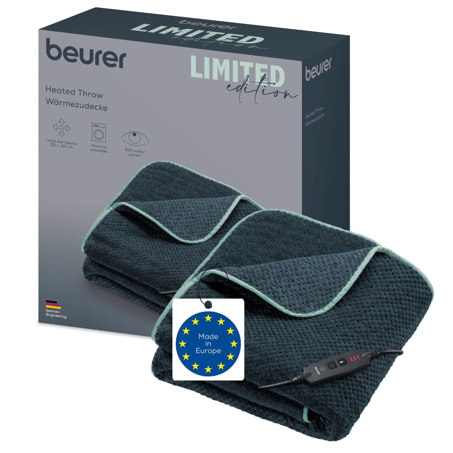 Beurer HD 65 Coperta elettrica Grigio scuro Tessuto felpato