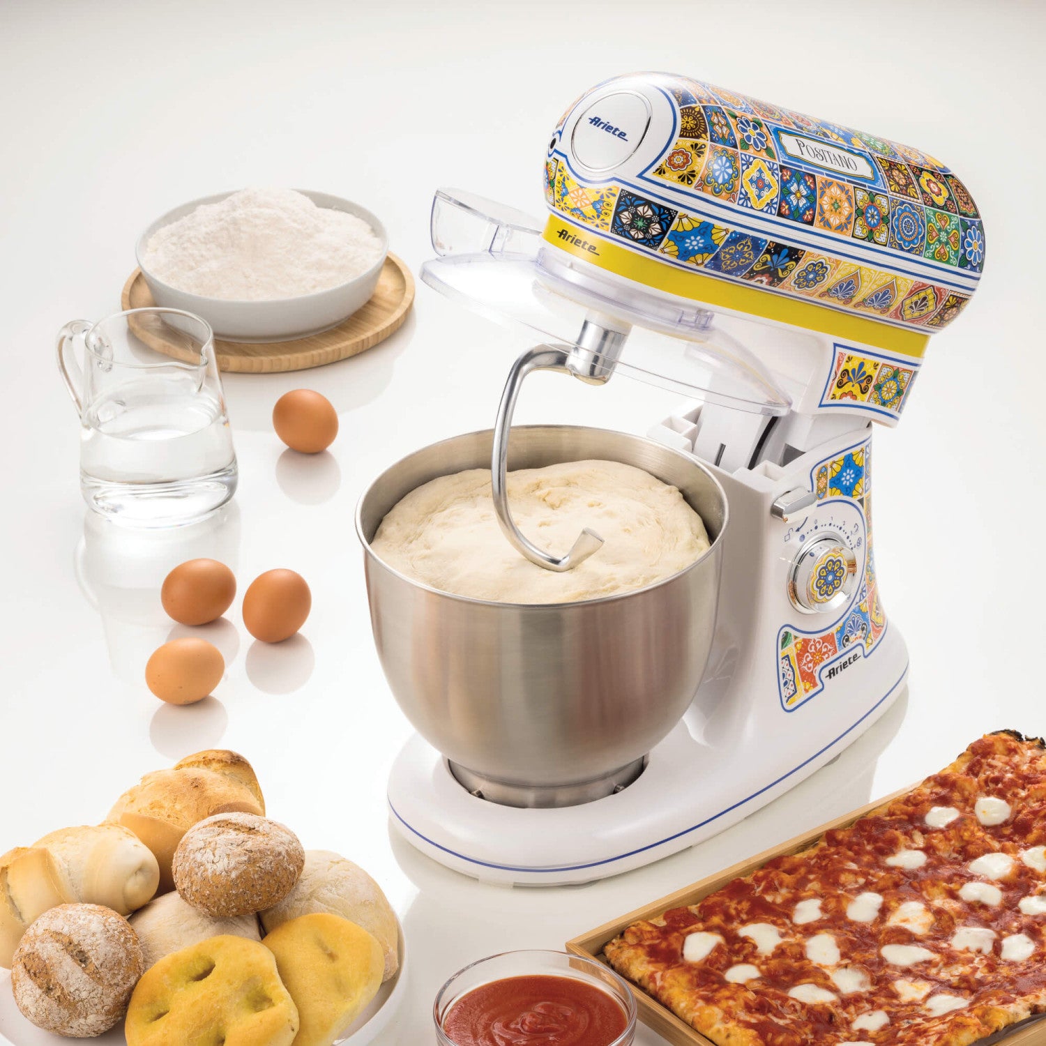 Ariete 1588 Impastatrice Positano Planetaria 7 velocità 2400 Watt 5.5 litri Tazza Acciaio Inox