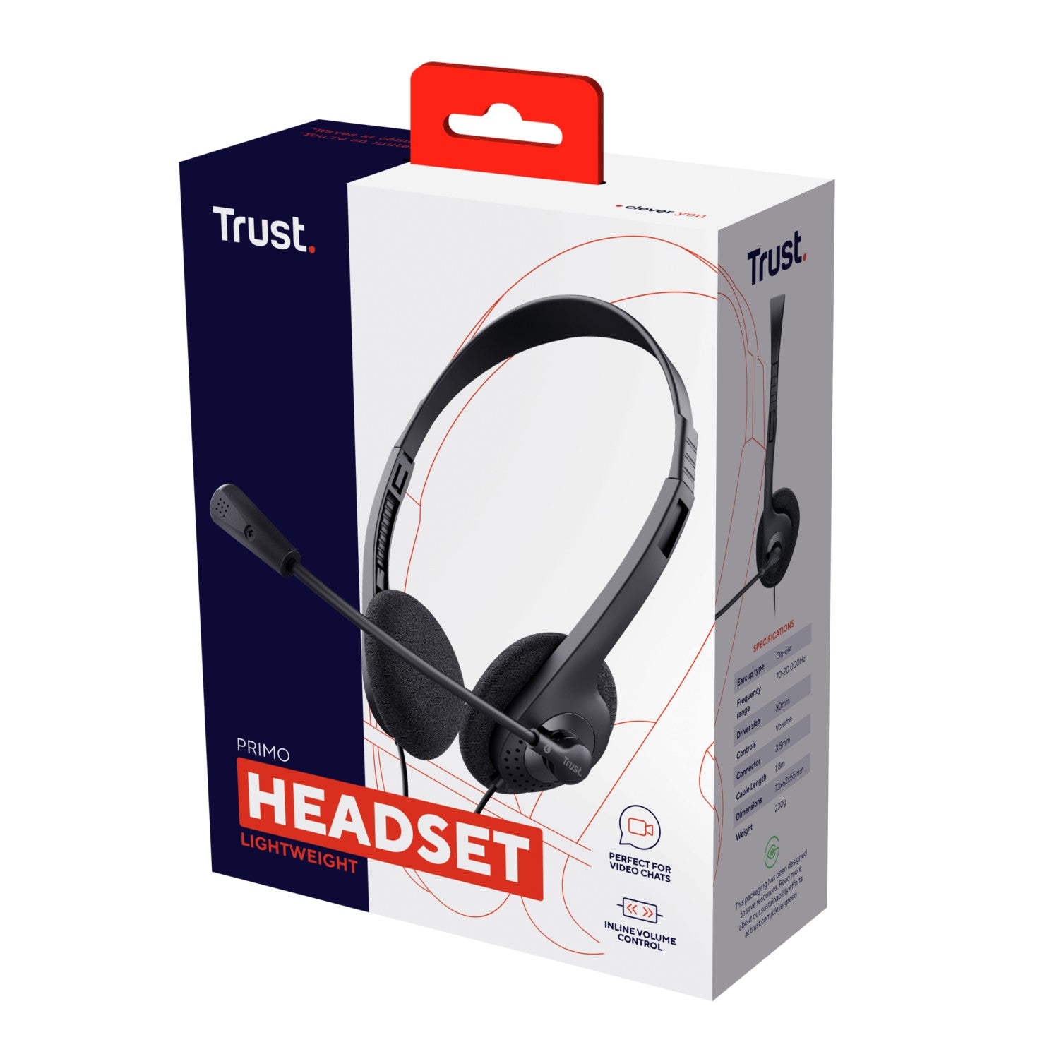 Trust Primo Auricolari Cuffie con Microfono e Filo Headset Jack 3.5mm Nero