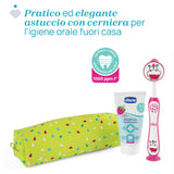 Chicco Set Dentale 3-6 Anni Rosa - Spazzolino Setole Morbide e Dentifricio Gusto Fragola con Custodia da Viaggio