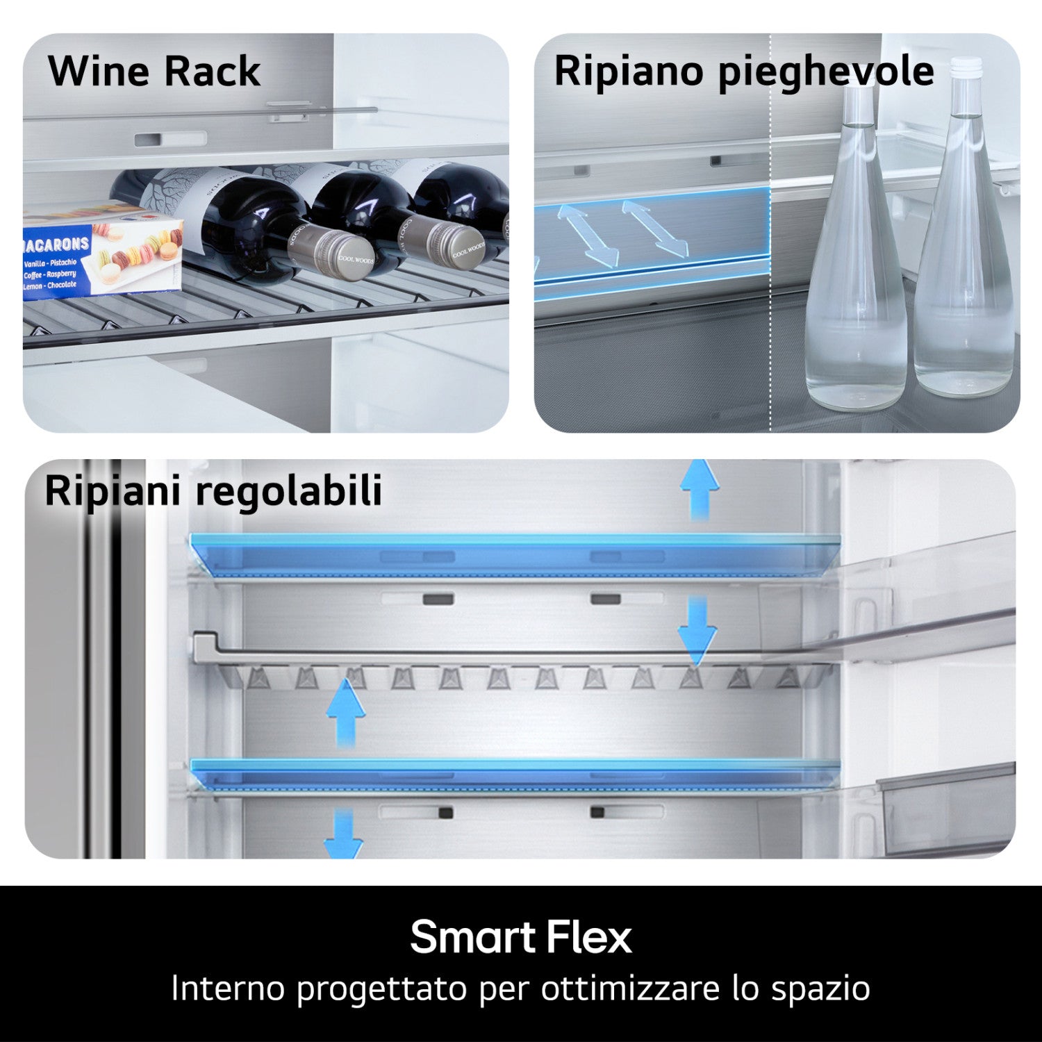 LG GBBS312APY Frigorifero combinato Fit & Max 60cm, Classe A, 333L, AI Inverter, Prime Silver