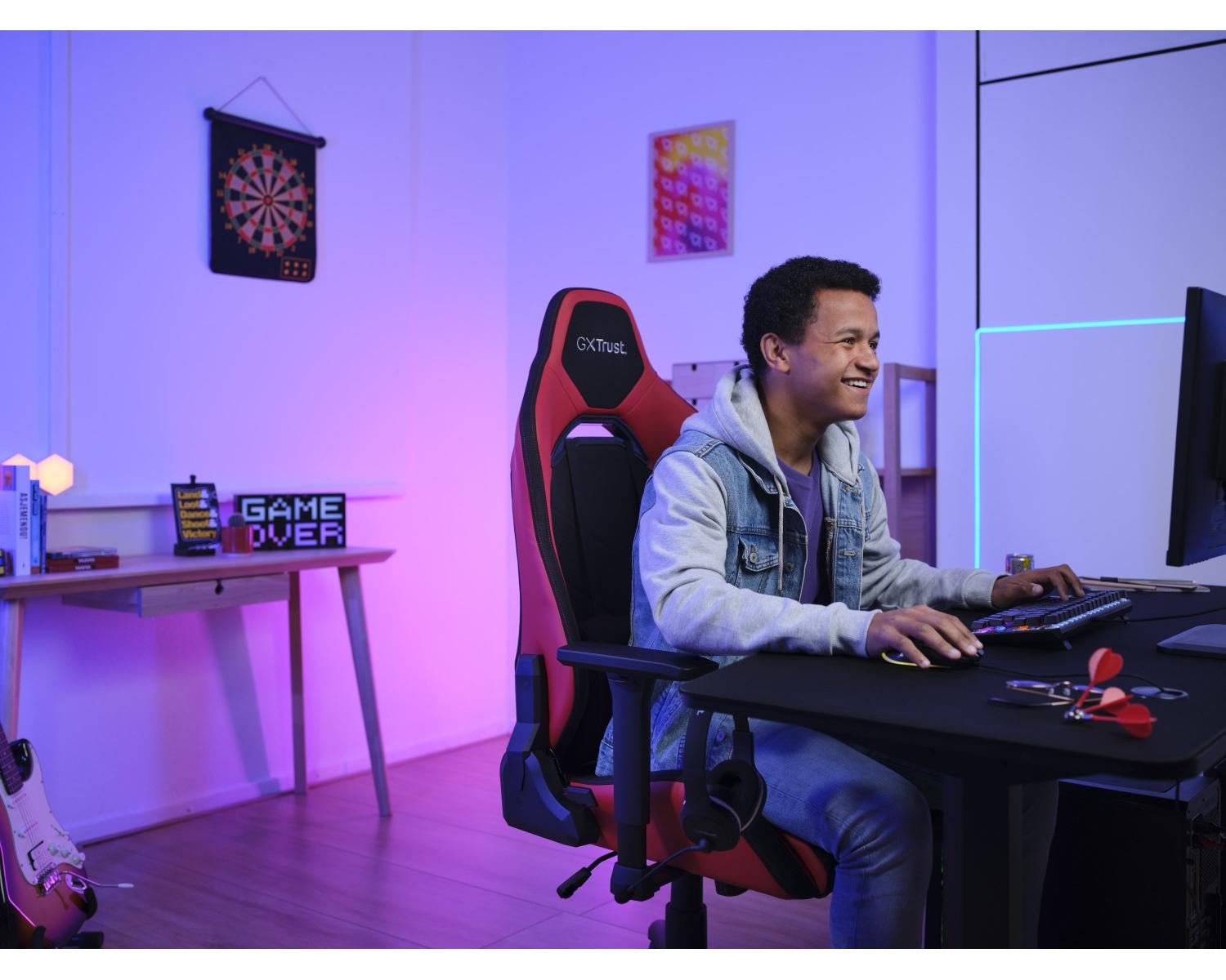 Trust GXT 714 RUYA Sedia per gaming universale Nero, Rosso