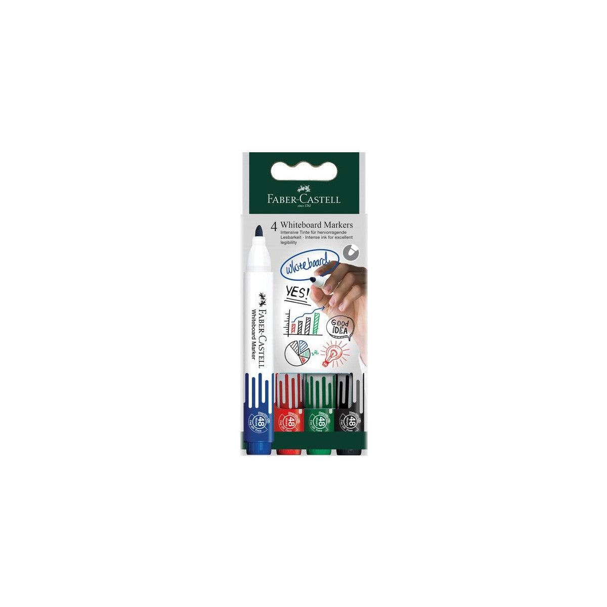 Faber-Castell 253942 evidenziatore 4 pz Punta tonda Nero, Blu, Verde, Rosso