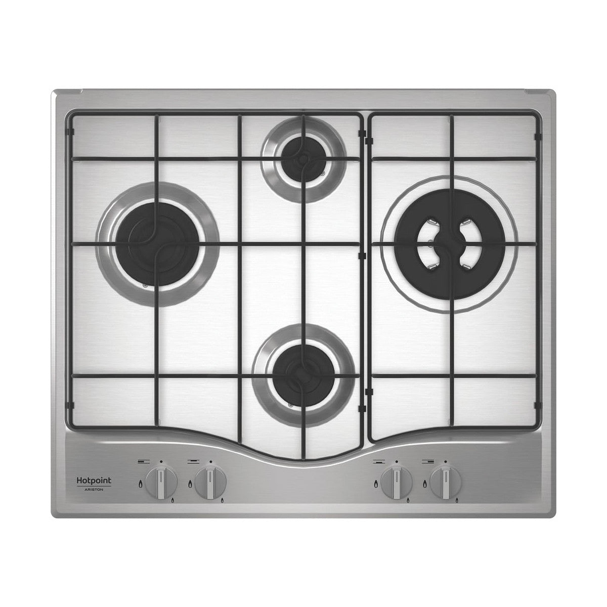 Hotpoint Ariston PCN R643N T/IX/HA Piano cottura 60 cm, griglie smaltate effetto ghisa, 4 fuochi di cui 1 tripla corona