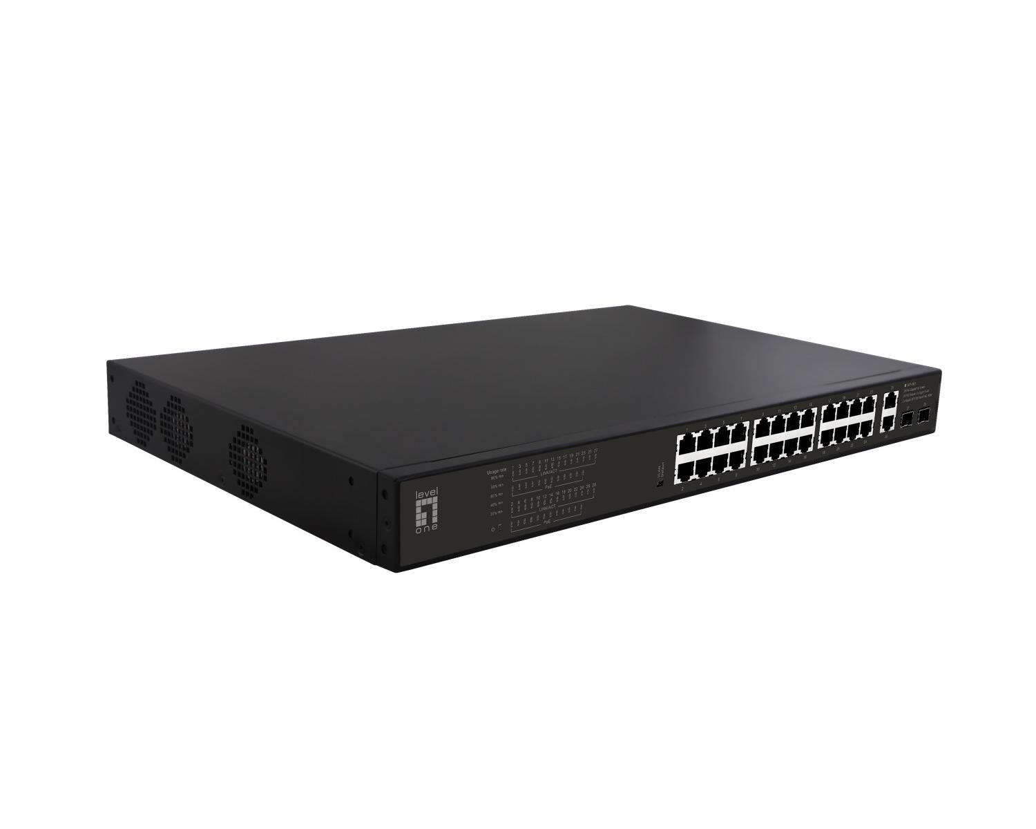 LevelOne GEP-2821 switch di rete Non gestito Gigabit Ethernet (10/100/1000) Supporto Power over Ethernet (PoE) 1U Nero