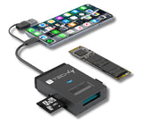 Techly Adattatore USB-A/USB-C a NVMe/SATA M.2 con Lettore Memorie SD/TF Nero