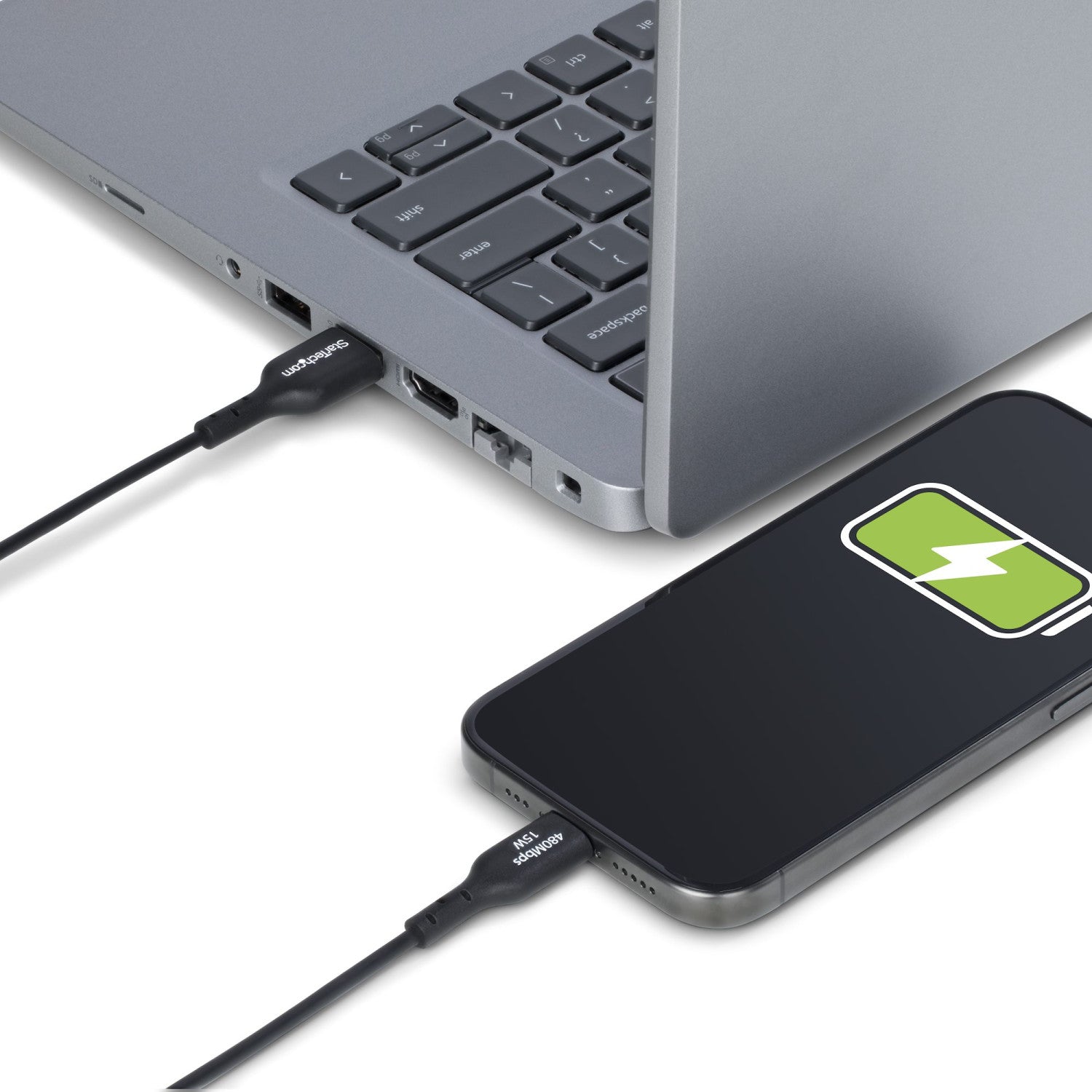 StarTech.com Cavo di Ricarica da USB-A a USB-C da 1m, carica e sincronizzazione, 3A, USB 2.0, rivestimento in TPE - Cavo di Ricarica USB Nero