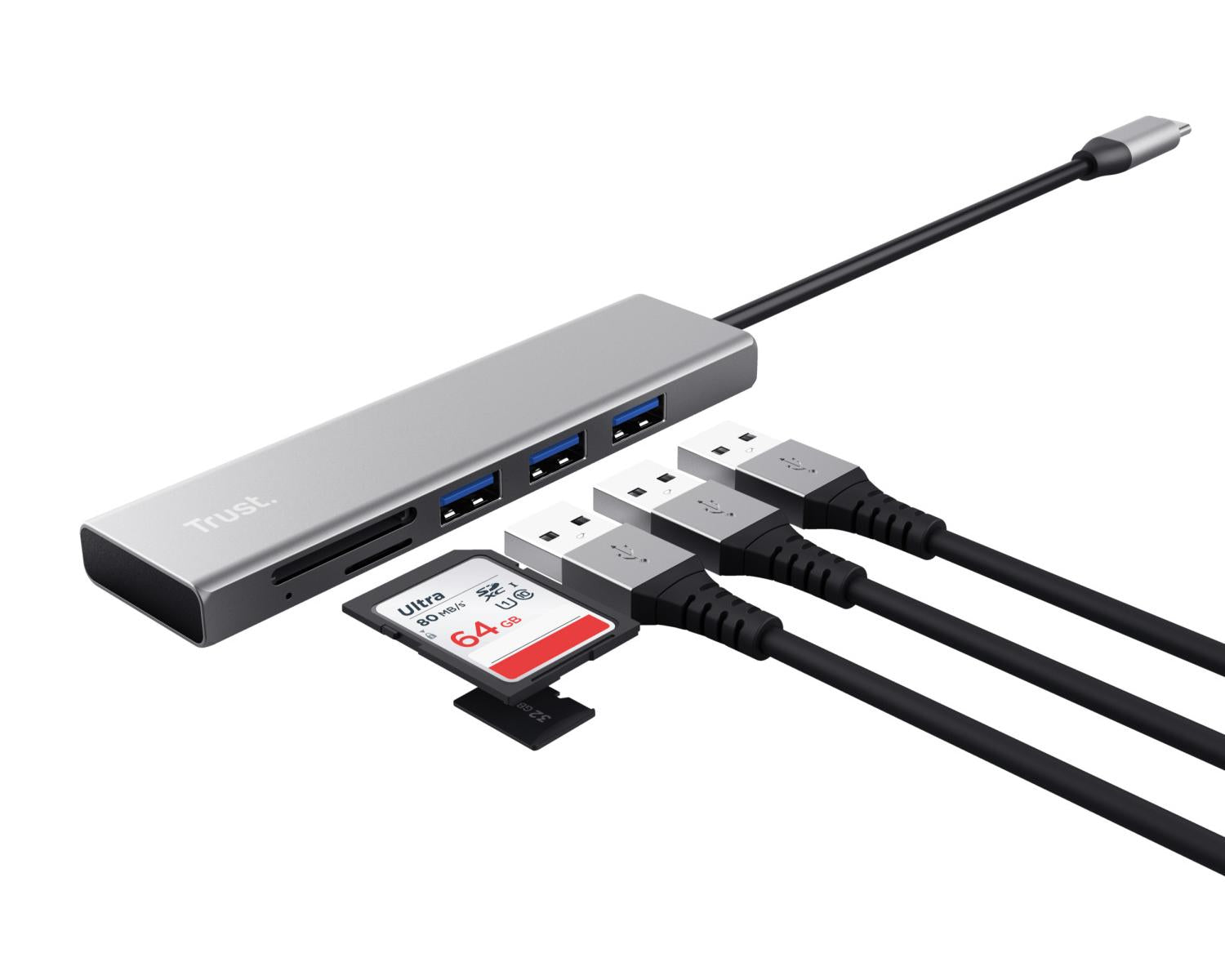 Trust Halyx 24191 Hub USB 3.2 Type-C 104 Mbit/s Alluminio
