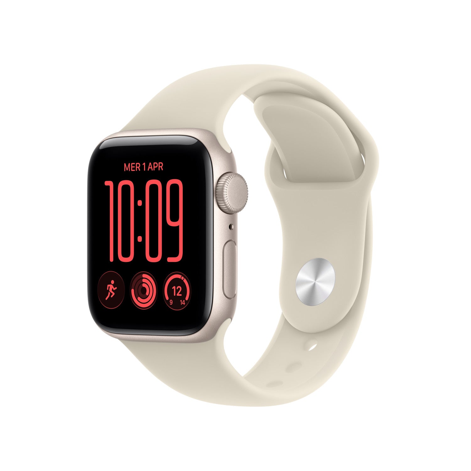 Apple Watch SE (3nd generation) SE 3 GPS, Cassa 40 mm in alluminio galassia con Cinturino Sport sabbia - M/L