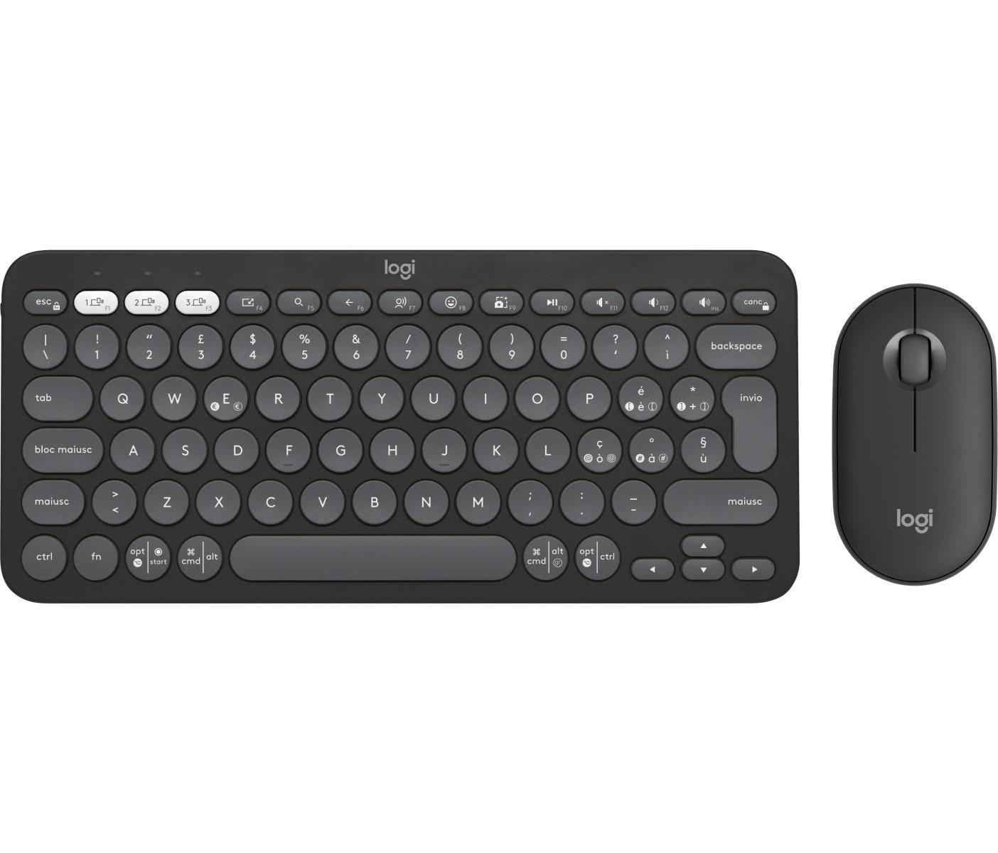 Logitech Pebble 2 Combo Tastiera Mouse Incluso RF Senza Fili Bluetooth QWERTY Italiano Grafite