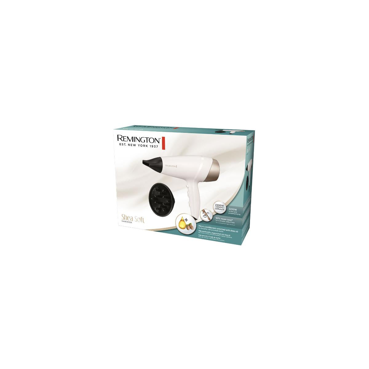 Remington D4740 Shea Soft Phon Asciugacapelli 2200W 2 Velocita' Bianco