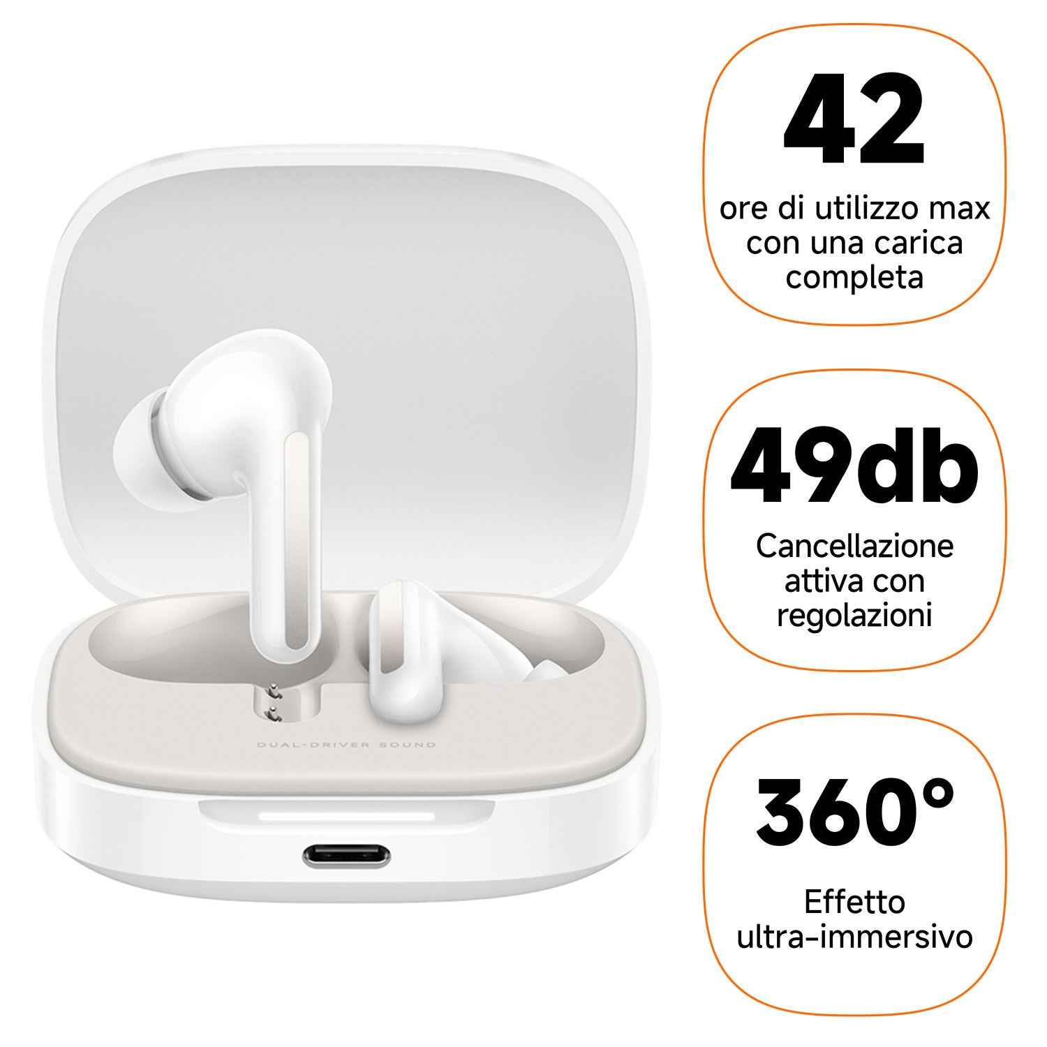 Xiaomi Redmi Buds 6- Cloud White Auricolari microfono bluetooth