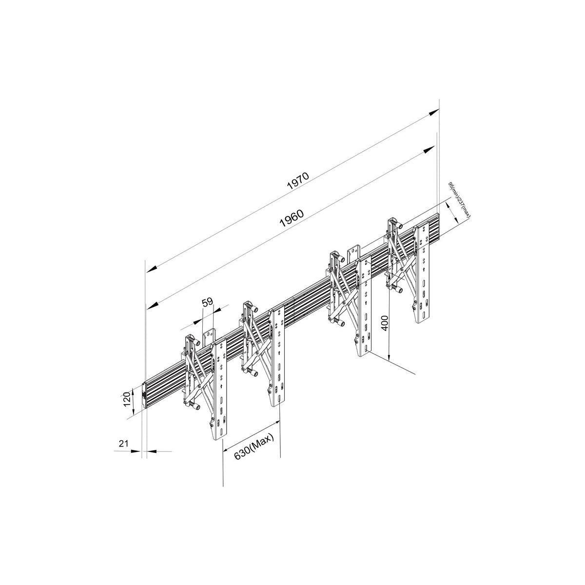 Multibrackets 4122 Supporto per display espositivi 165,1 cm (65") Nero