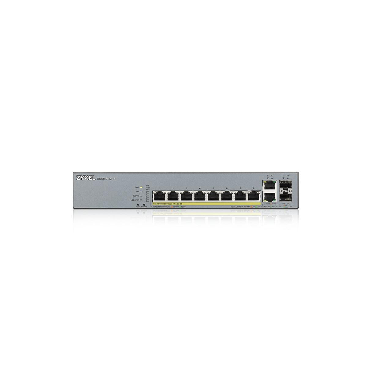 Zyxel GS1350-12HP-EU0101F switch di rete Gestito L2 Gigabit Ethernet (10/100/1000) Supporto Power over Ethernet (PoE) Grigio