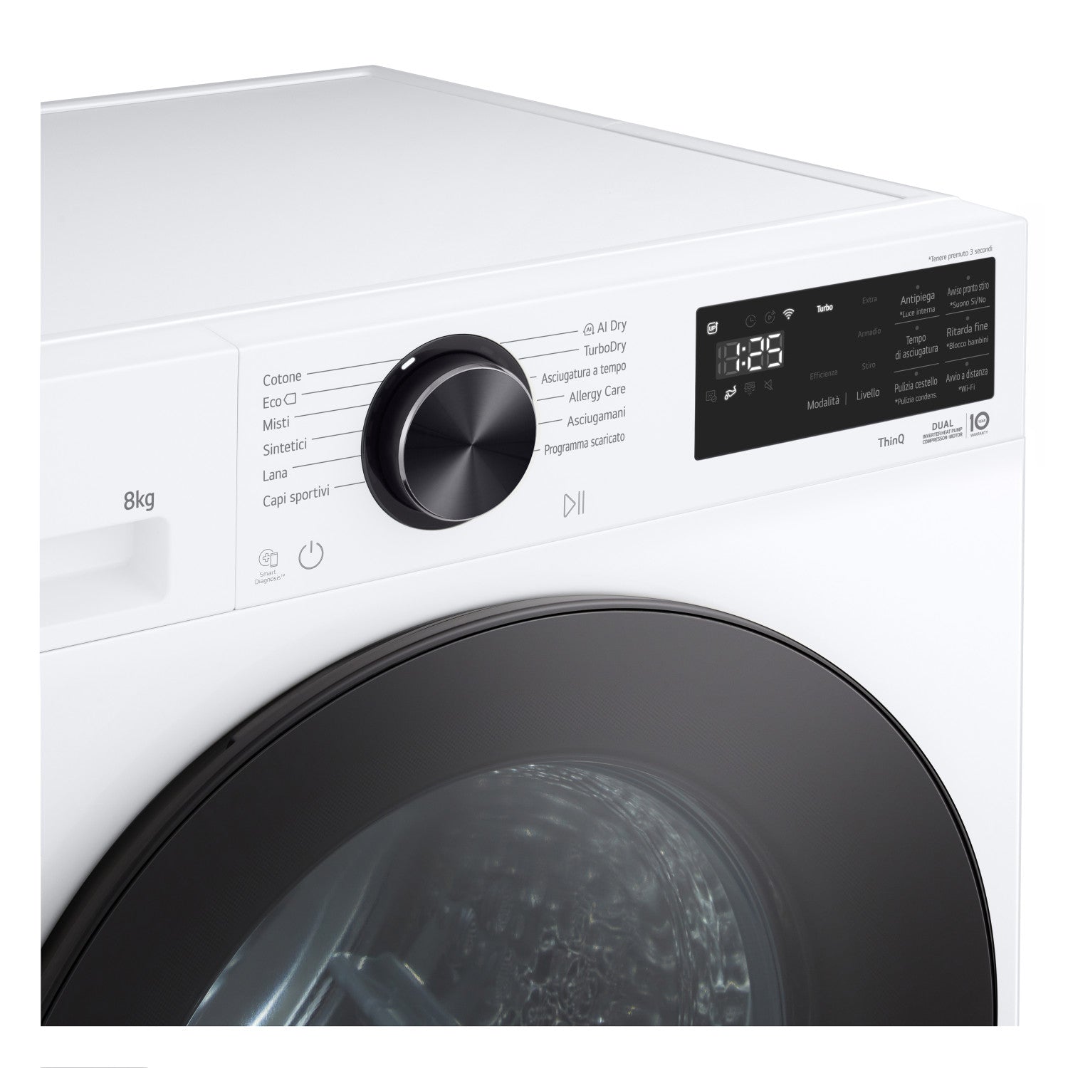 LG RHX7010TLB Asciugatrice Intelligente AI Dry 10 kg Classe C Bianco