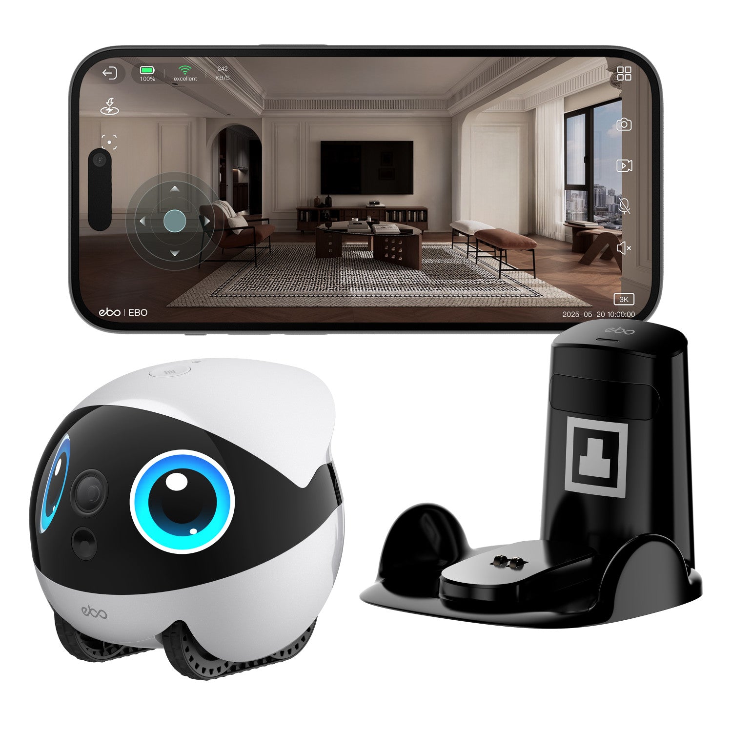 Enabot EBO AIR 2 PLUS Bianco Telecamera per bambini e animali domestici