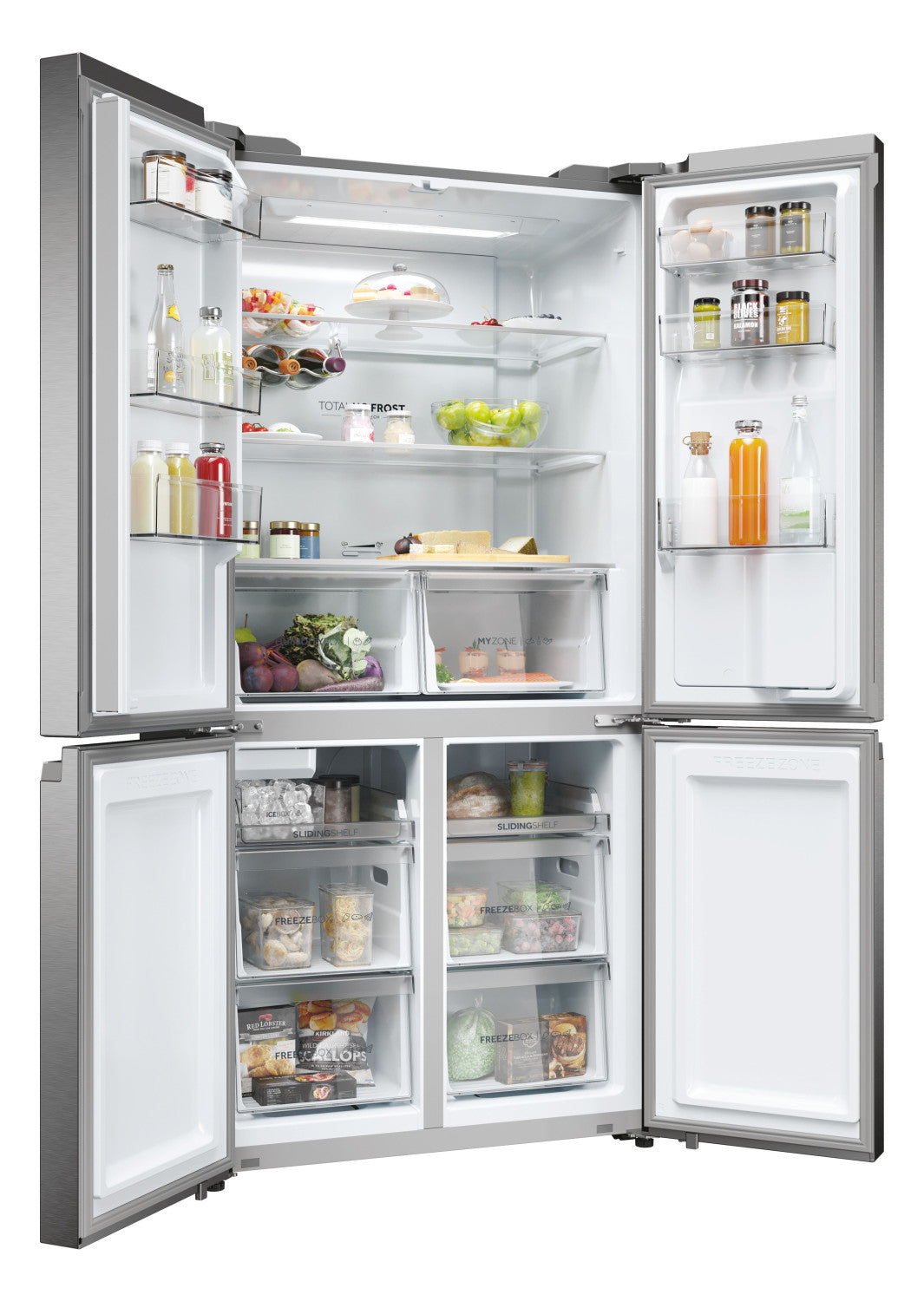 Haier Cube 90 Serie 5 HCR5919EHMP frigorifero side-by-side Libera installazione 525 L E Platino, Acciaio inox