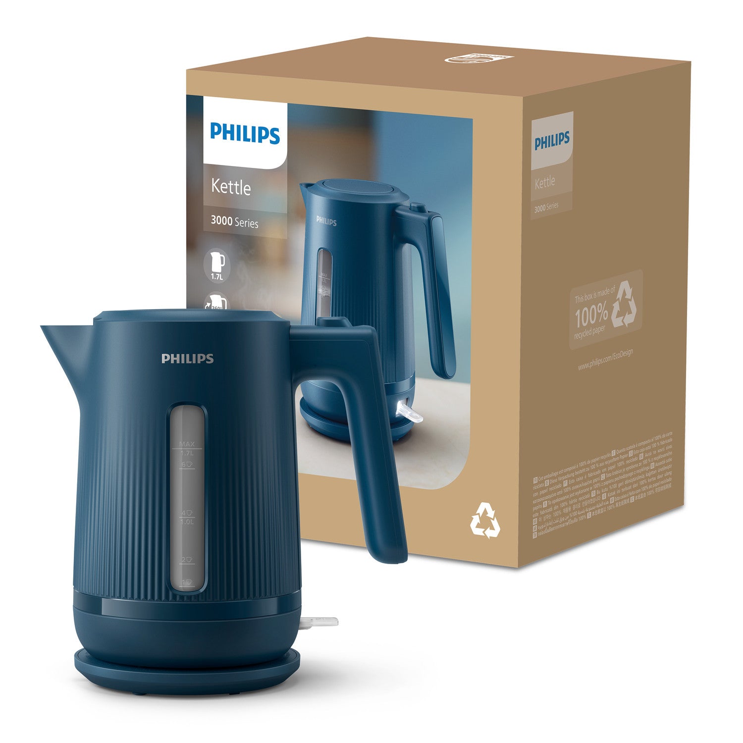 Philips Serie 3000 Bollitore 2200W Blu