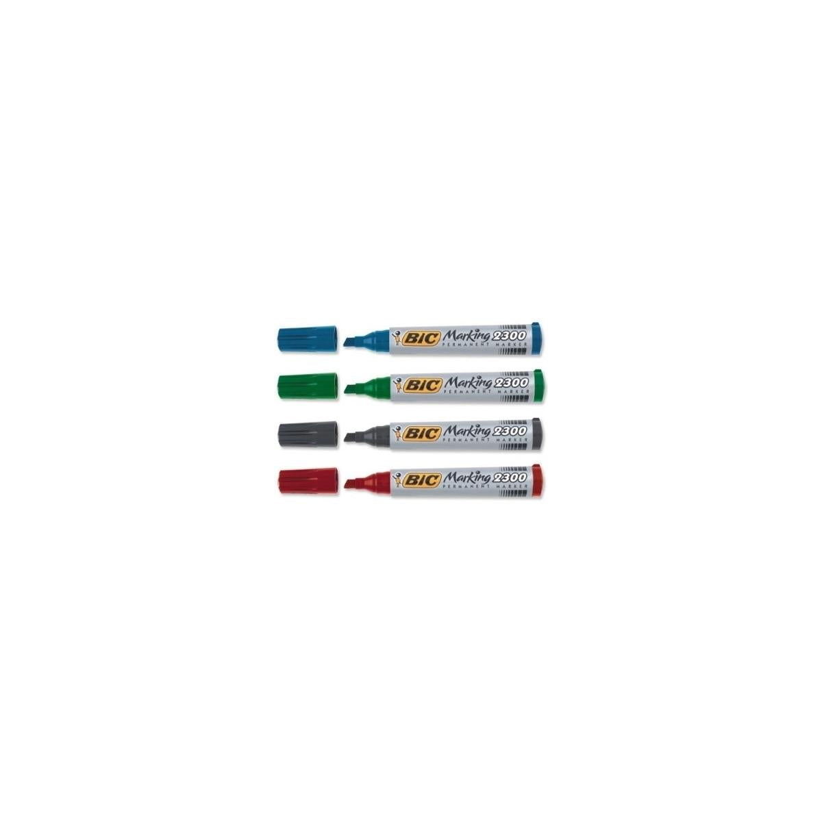 BIC Marking 2300 marcatore permanente Punta smussata Nero, Blu, Verde, Rosso 4 pz