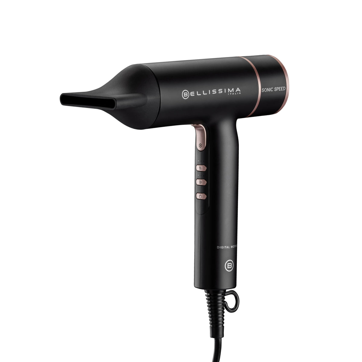Bellissima Imetec Sonic Speed Asciugacapelli, Motore Digitale ad alta velocità 110.000 giri/min, ultraleggero solo 320 g, con tecnologia Tecnologia Ion Ceramic Hi-Pro, ioni, 3 velocità, 3 temperature, posizione aria fredda, Controllo Digitale del cal...