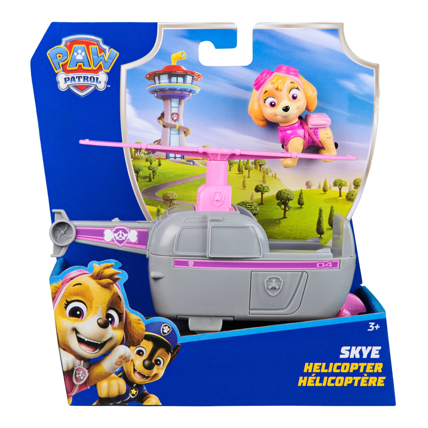 PAW Patrol , Elicottero di Skye con Personaggio Action Figure, Veicolo di Salvataggio Aereo con Elica Rotante per Missioni ad Adventure Bay, Giocattolo per Bambini e Bambine, 3 Anni
